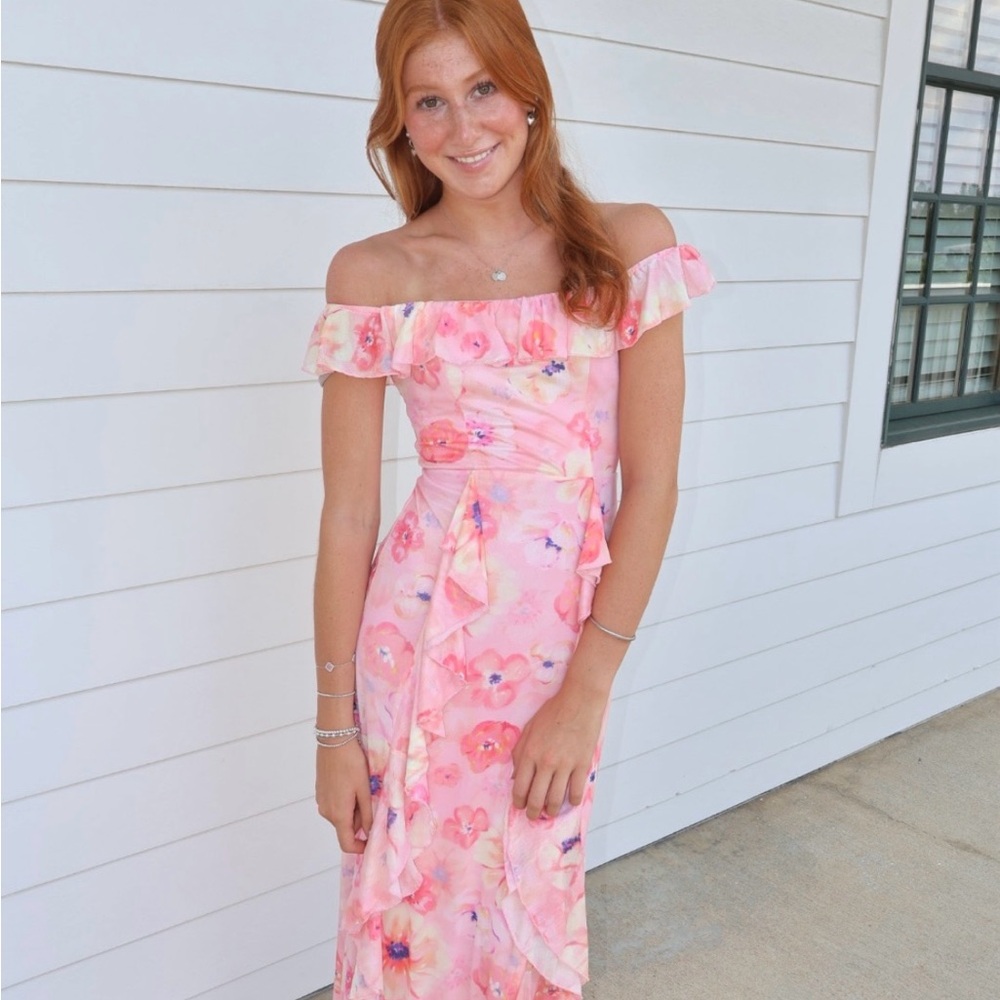 Here Comes The Sun Floral Off-Shoulder Maxi Dress Stunning! NEW!